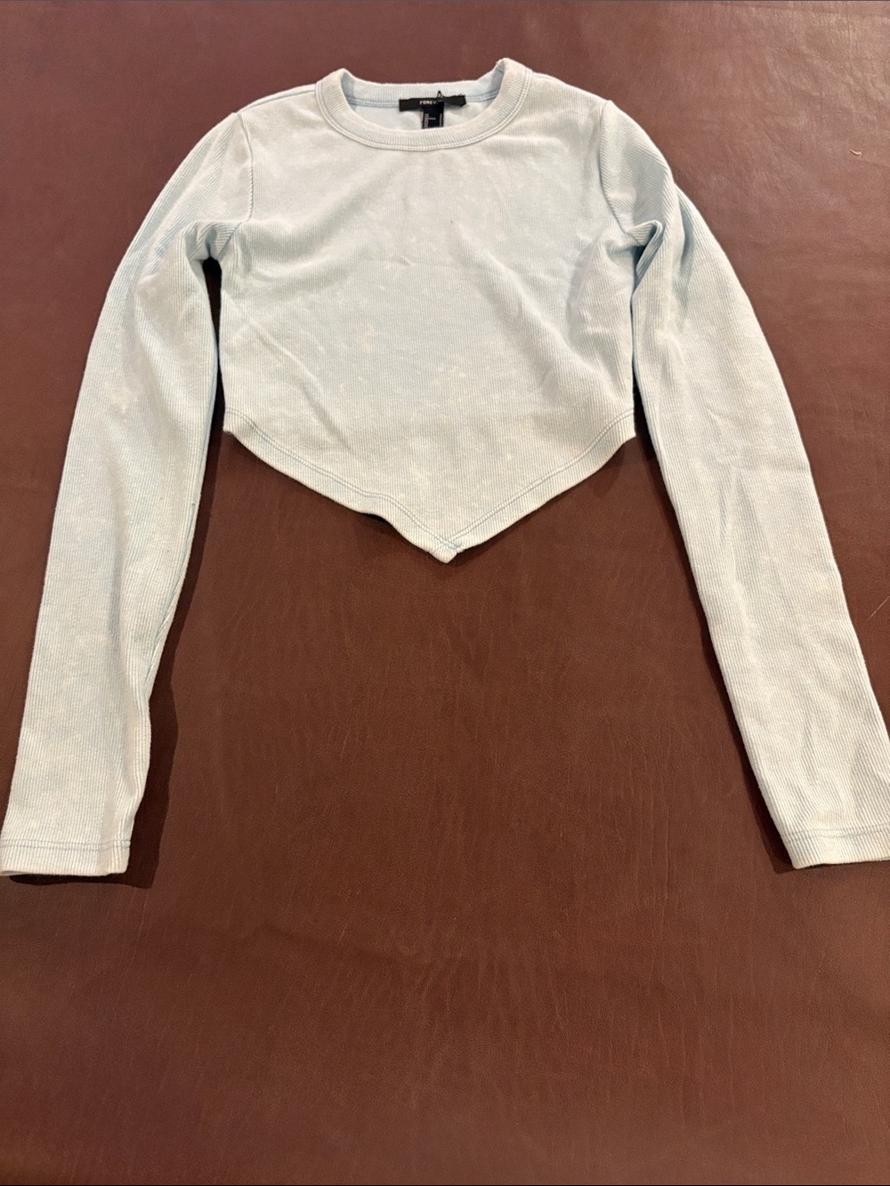Forever 21 Light Blue Cropped Long-Sleeve Top